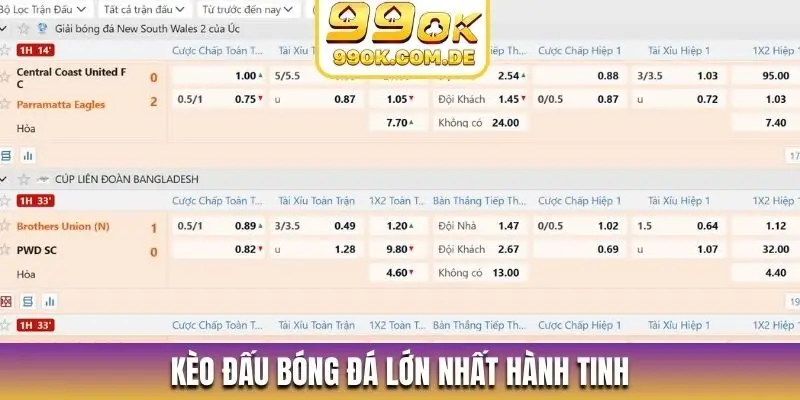 Kèo đấu bóng đá lớn nhất hành tinh